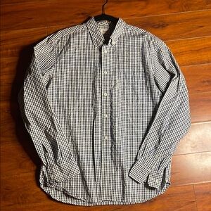 Faconnable Men’s Navy Blue & White Button Down Shirt w/Pointed Collar | Large